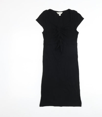 Additional front view of Miss Selfridge women’s black polyester a-line, size UK 10, v-neck pullover