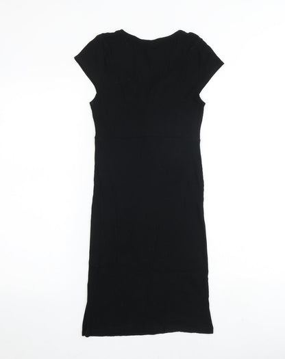 Back view of Miss Selfridge women’s black polyester a-line, size UK 10, v-neck pullover