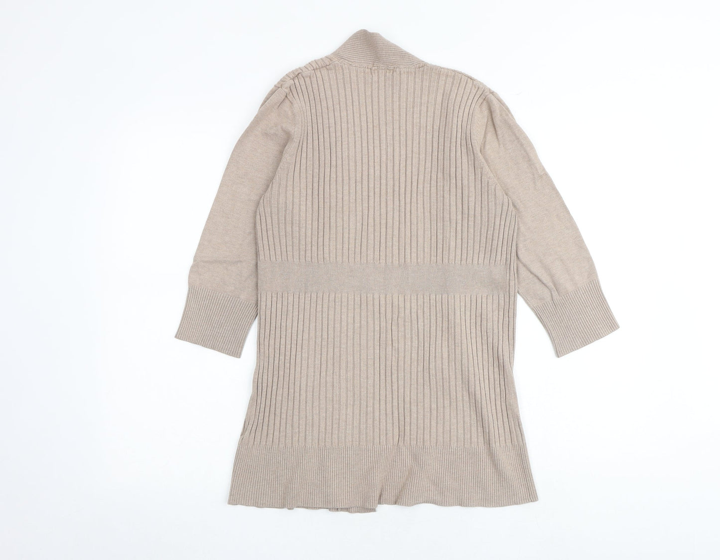 M&Co Womens Brown V-Neck Acrylic Cardigan Jumper Size 12
