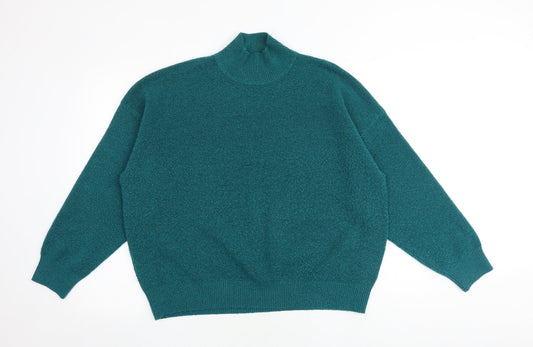 Marks and Spencer Womens Green Mock Neck Polyester Pullover Jumper Size L