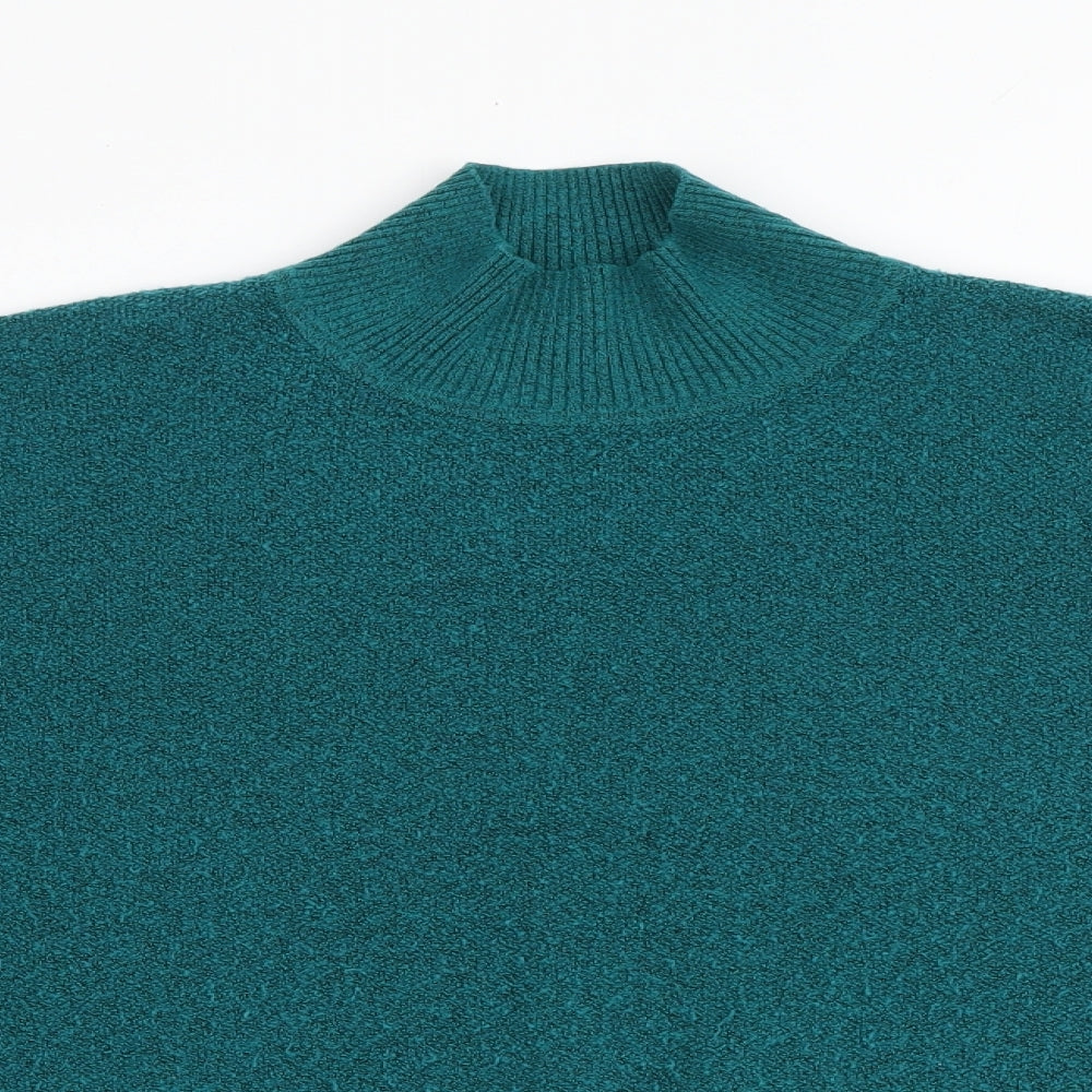 Marks and Spencer Womens Green Mock Neck Polyester Pullover Jumper Size L