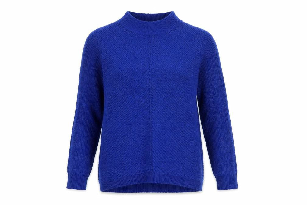 M&Co Womens Blue Mock Neck Acrylic Pullover Jumper Size 12