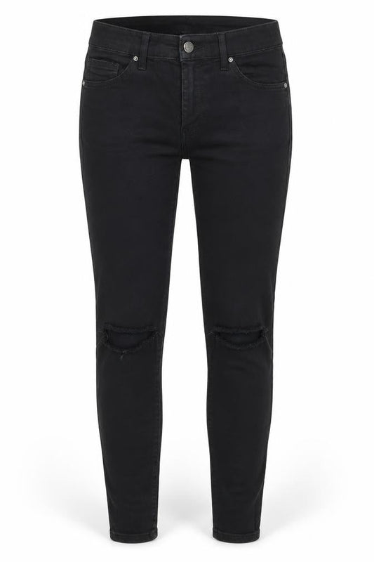 Topshop Womens Black Cotton Skinny Jeans Size 30 in Regular Zip