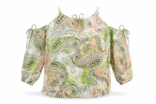 NEXT Womens Multicoloured Paisley Viscose Basic Blouse Size 14 Round Neck - Cold Shoulder