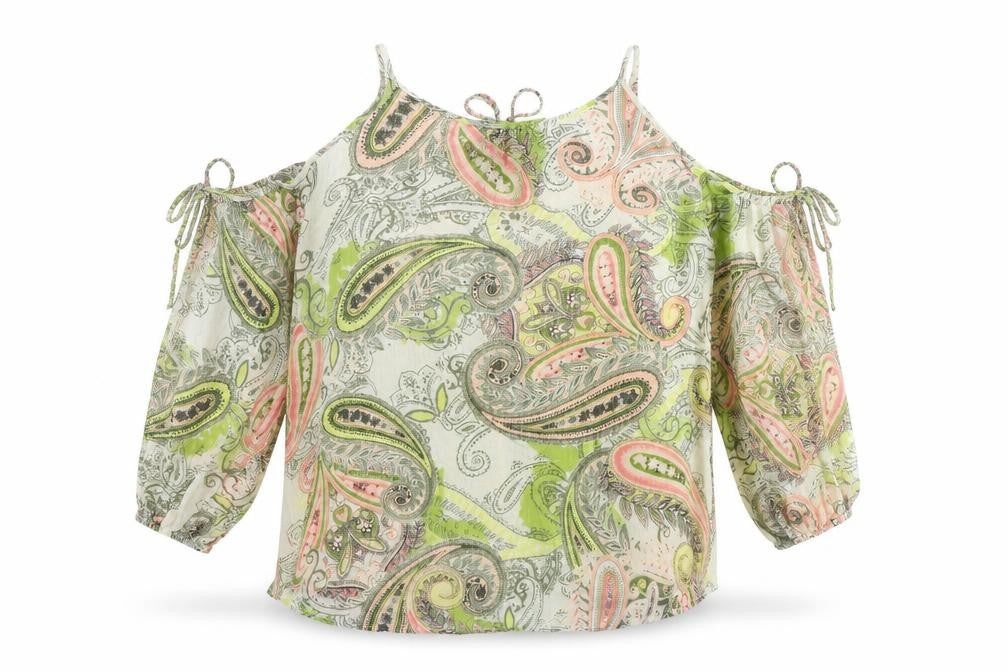 NEXT Womens Multicoloured Paisley Viscose Basic Blouse Size 14 Round Neck - Cold Shoulder