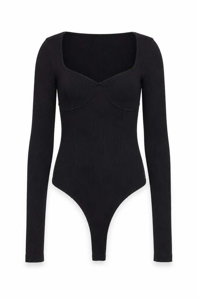 ASOS Womens Black Cotton Bodysuit One-Piece Size 6 Snap