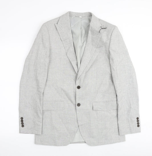 Marks and Spencer Mens Grey Flax Jacket Suit Jacket Size 38 Regular