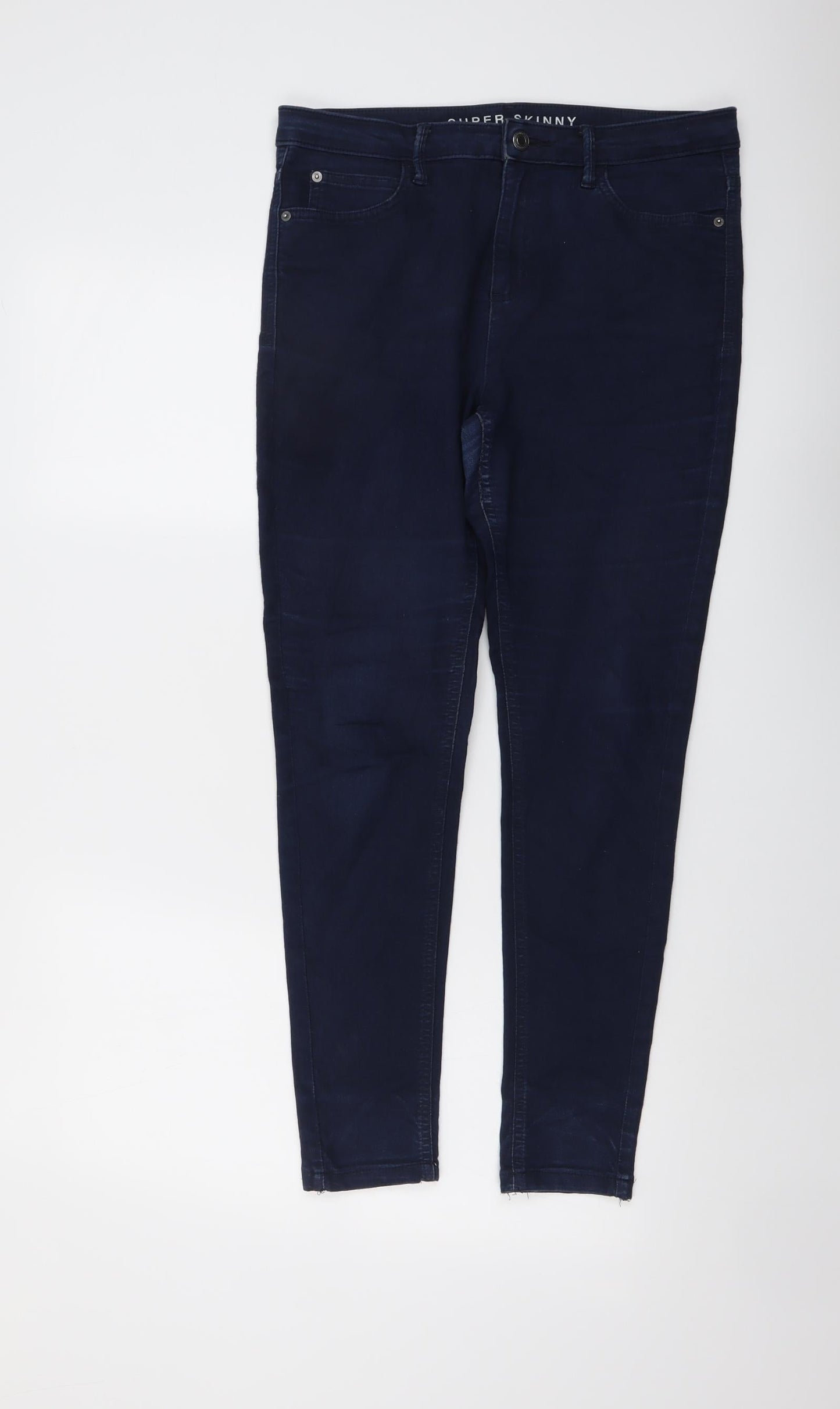 Marks and Spencer Womens Blue Cotton Skinny Jeans Size 12 L27 in Regular Button