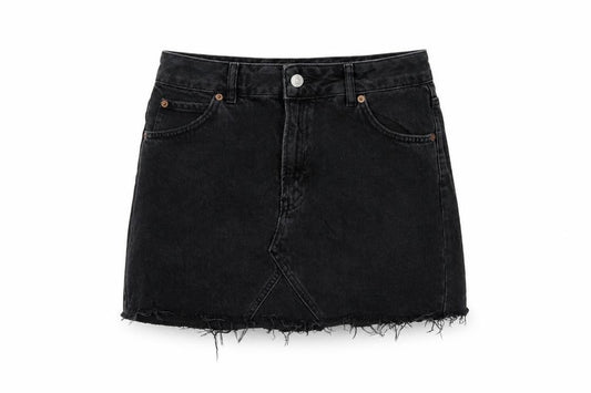 Topshop Womens Grey Cotton Mini Skirt Size 10 Button