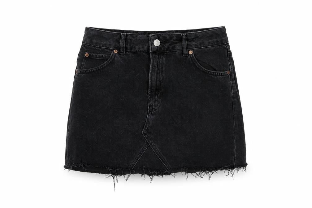 Topshop Womens Grey Cotton Mini Skirt Size 10 Button