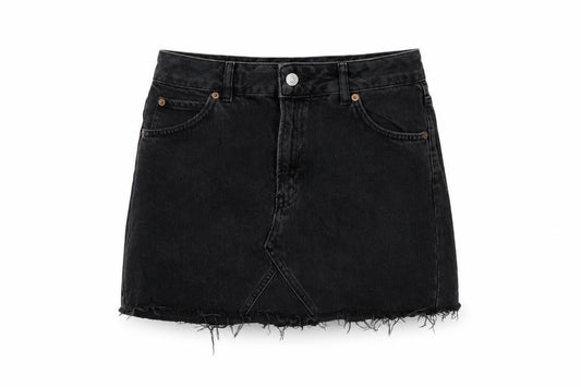 Topshop Womens Grey Cotton Mini Skirt Size 10 Button
