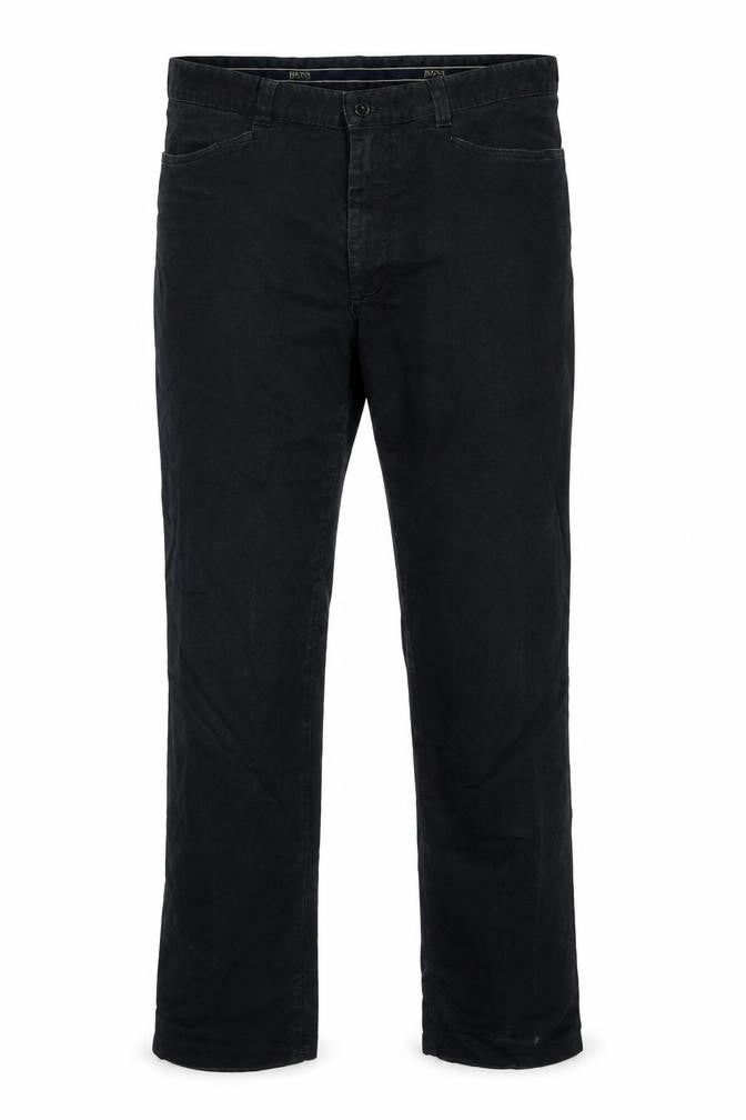 BOSS Mens Blue Cotton Trousers Size 32 in L34 in Regular Button