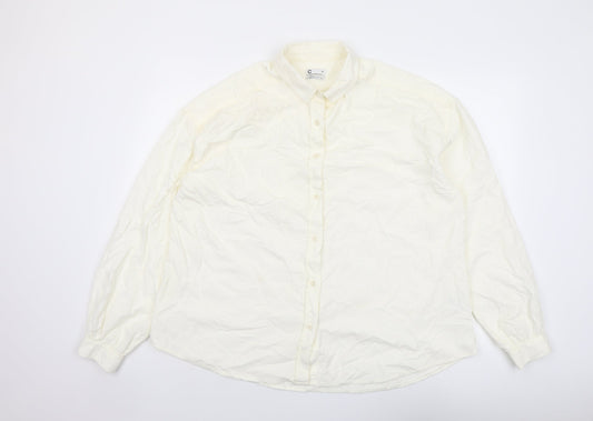 Cubus Womens Ivory Cotton Basic Button-Up Size 16 Collared