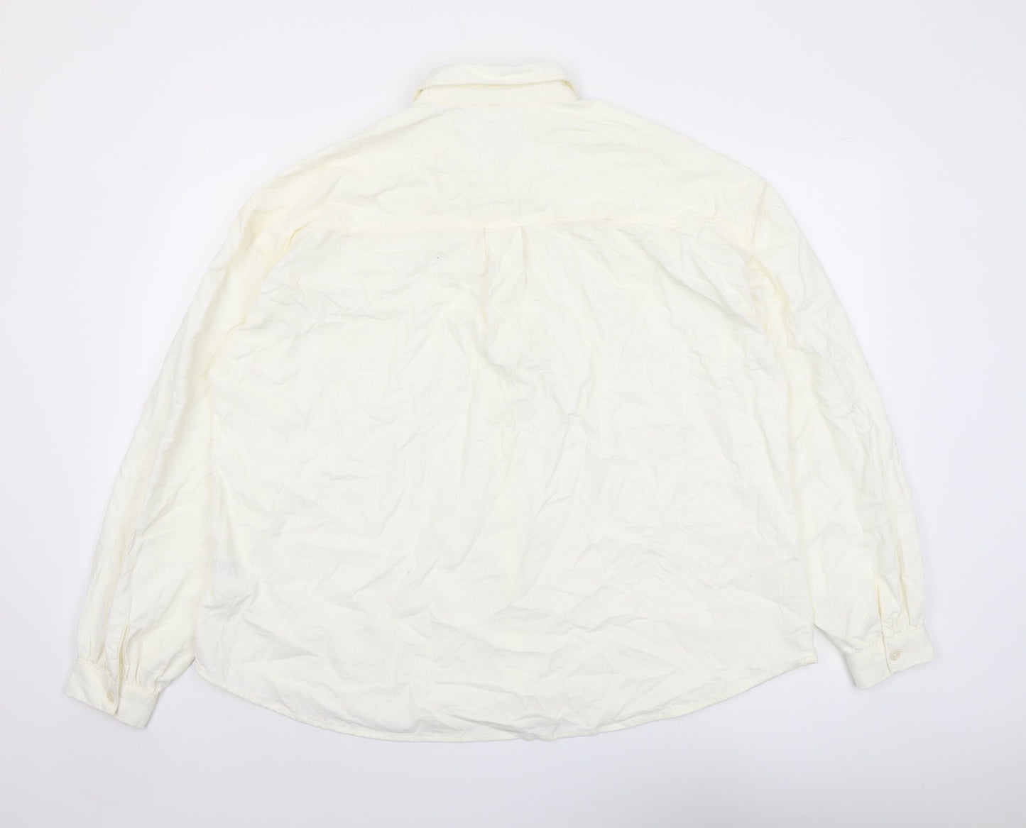Cubus Womens Ivory Cotton Basic Button-Up Size 16 Collared