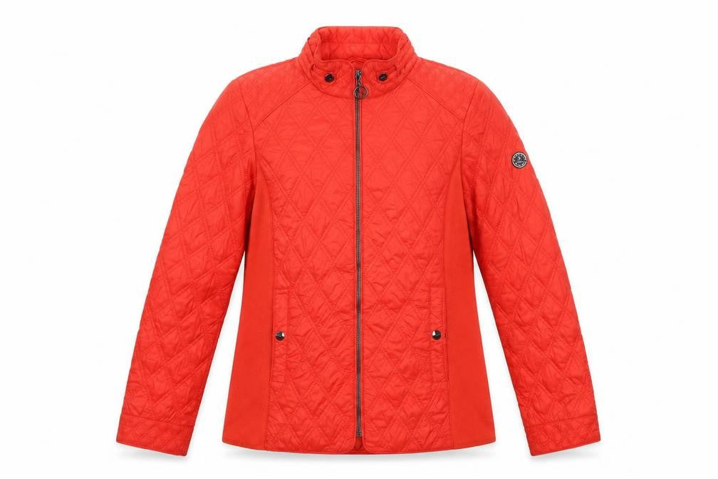 Norman Womens Red Quilted Jacket Size 10 Zip