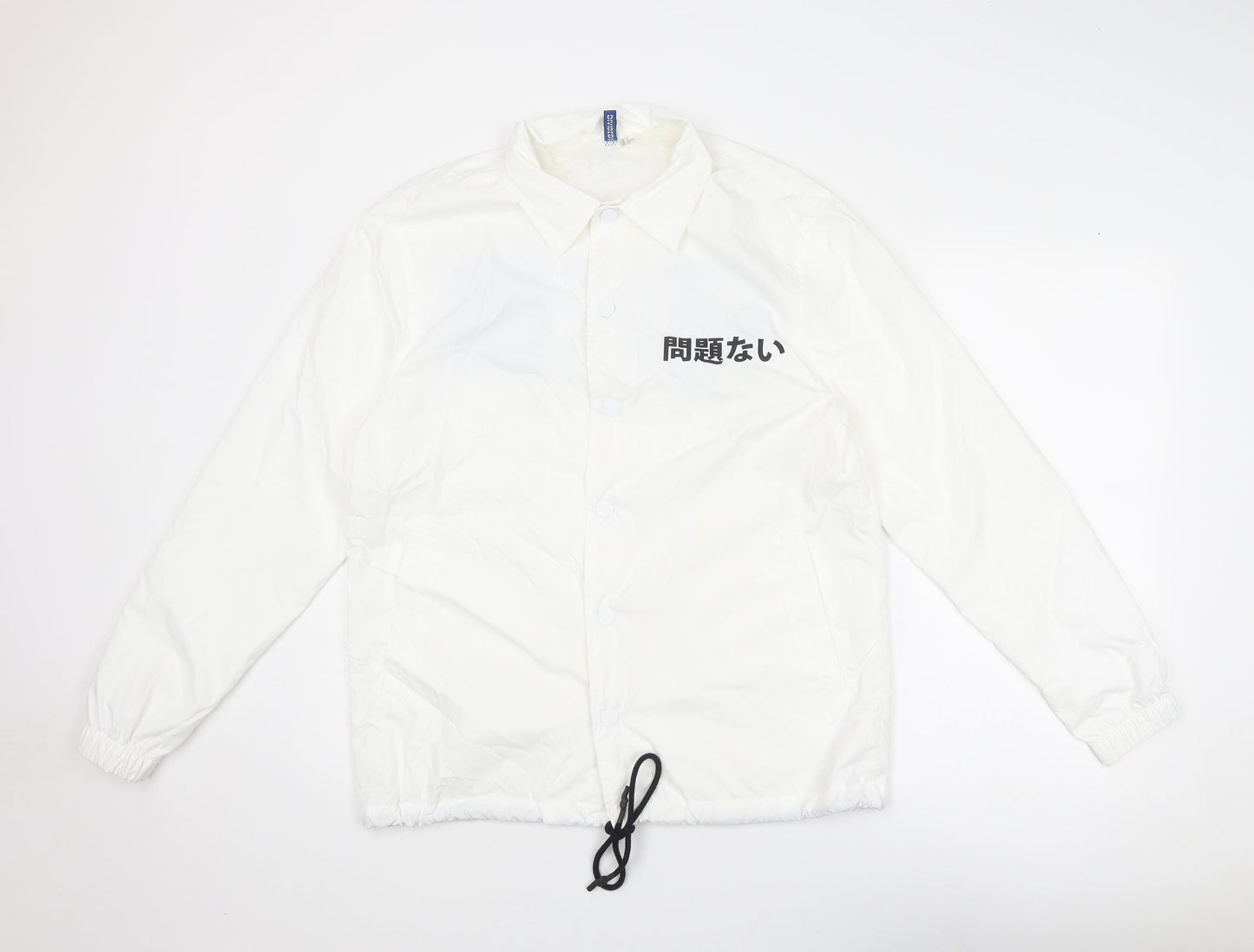 Divided by H&M Mens White Jacket Size S Snap - Japanese Print