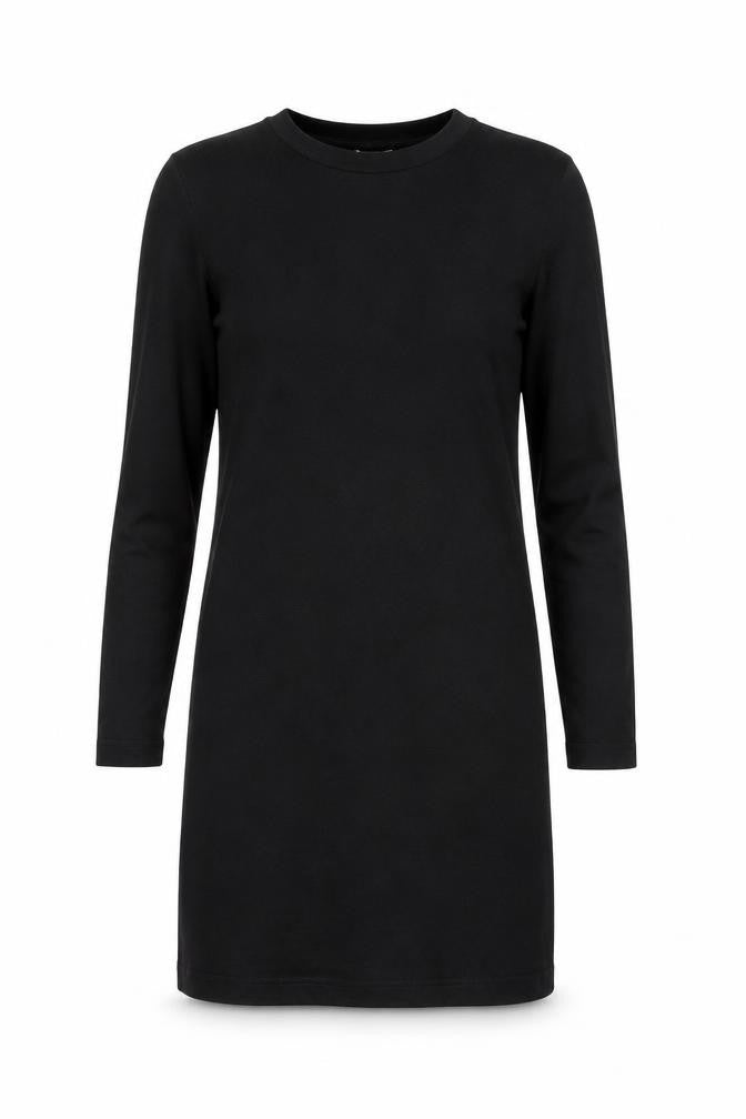 FADAK Womens Black Viscose Jumper Dress Size S Round Neck Pullover