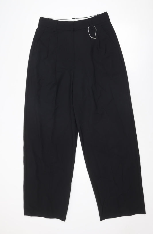 Marks and Spencer Womens Black Polyester Trousers Size 12 Regular Zip