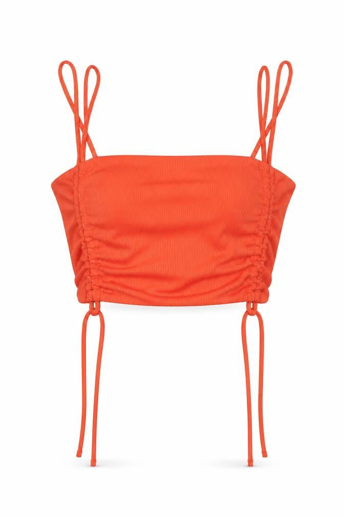 Mattelsa Dreamers Womens Orange Polyester Cropped Tank Size L Square Neck