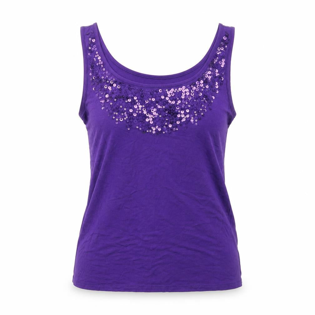 Marks and Spencer Womens Purple Viscose Basic Tank Size 10 Scoop Neck