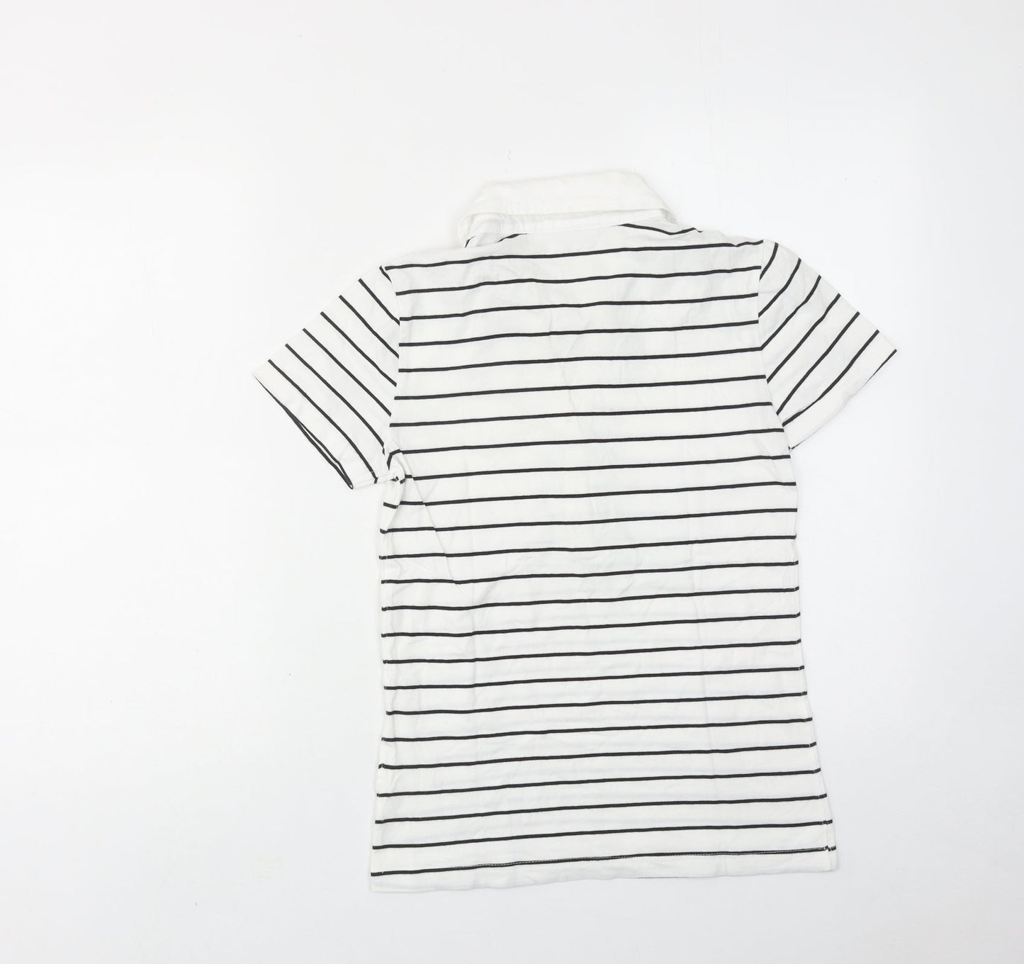 Yessica Womens White Striped Cotton Basic Polo Size XS Collared