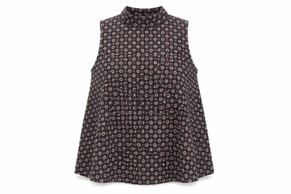 New Look Womens Black Floral Polyester Basic Blouse Size 12 Mock Neck