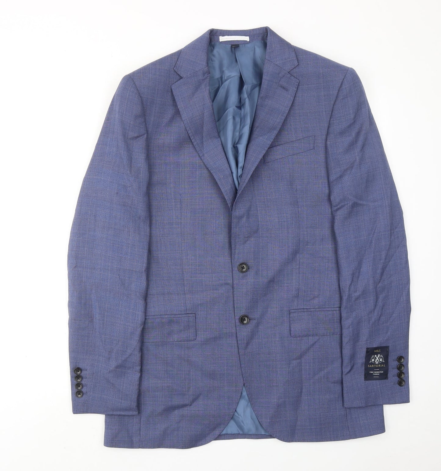 Marks and Spencer Mens Blue Polyester Jacket Suit Jacket Size 40 Regular
