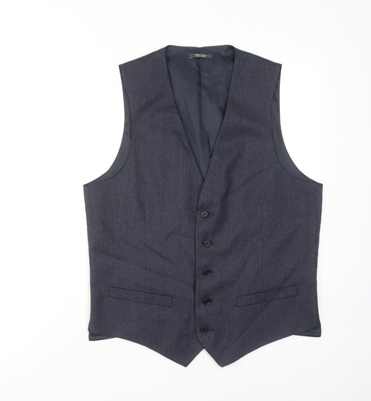 Marks and Spencer Mens Blue Polyester Jacket Suit Waistcoat Size 38 Regular