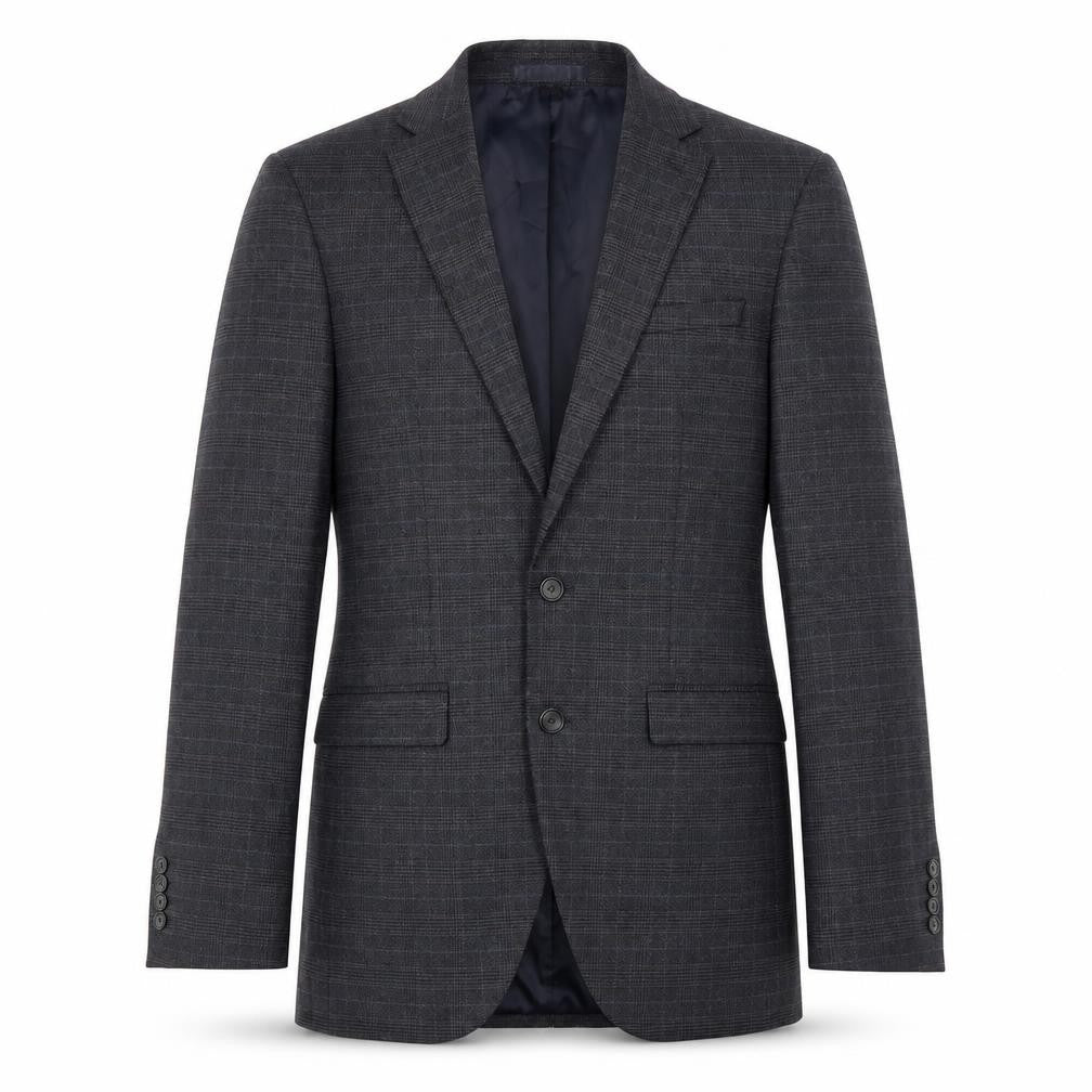 Marks & Spencer Mens Blue Plaid Polyester Jacket Suit Jacket Size 36 Regular