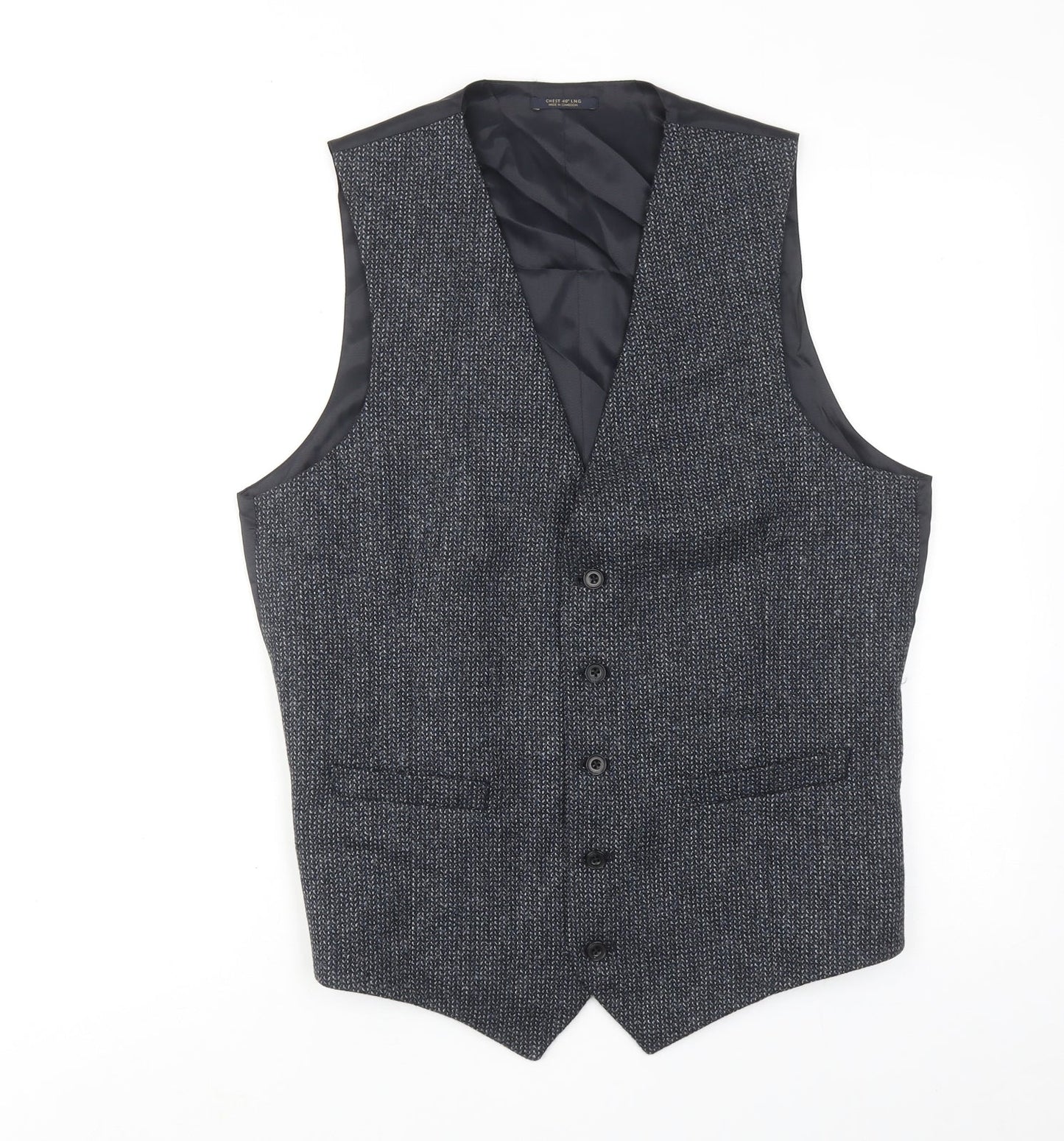 Marks and Spencer Mens Blue Wool Jacket Suit Waistcoat Size 40 Regular