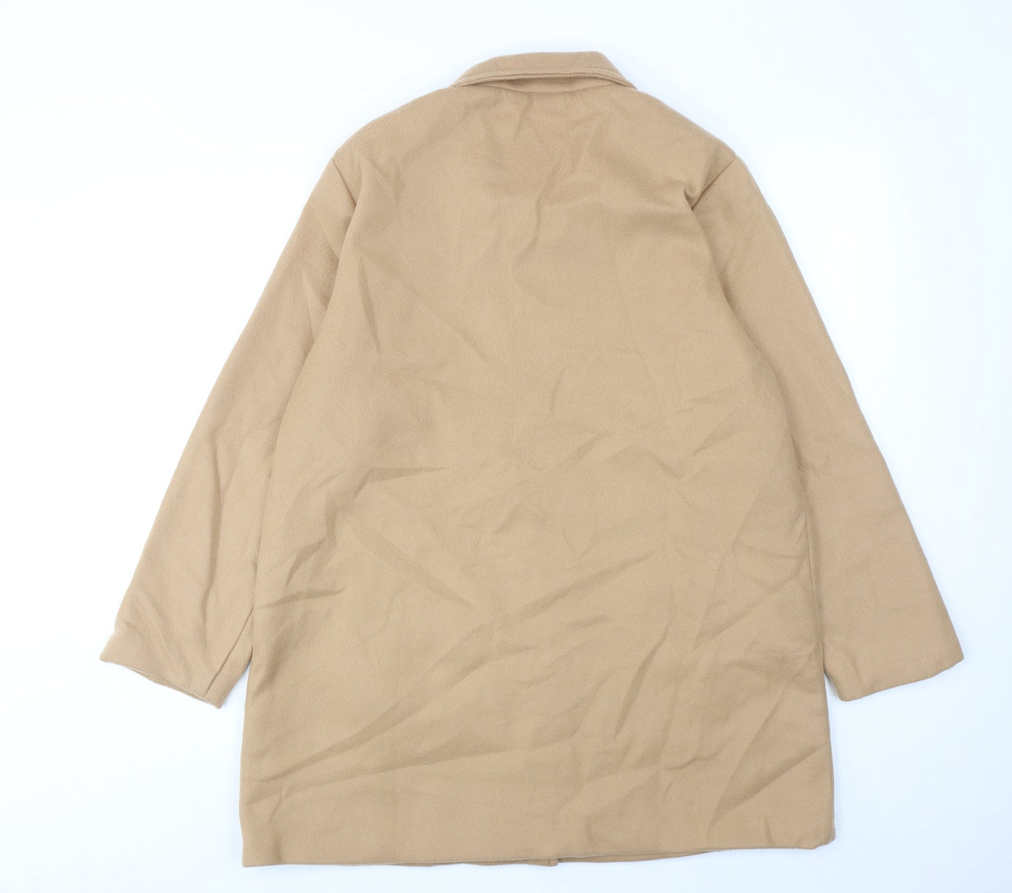 Neuville Womens Beige Overcoat Coat Size 14 Button