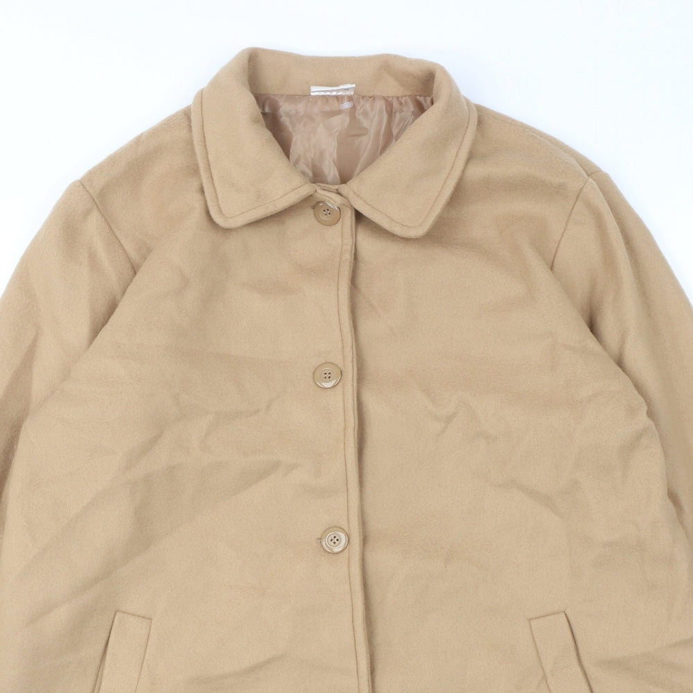 Neuville Womens Beige Overcoat Coat Size 14 Button