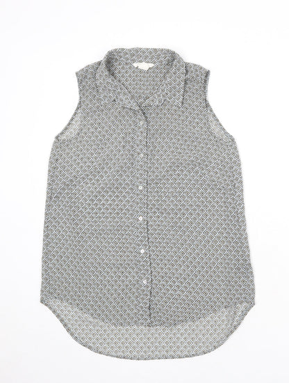 H&M Womens Multicoloured Geometric Polyester Basic Button-Up Size 8 Collared