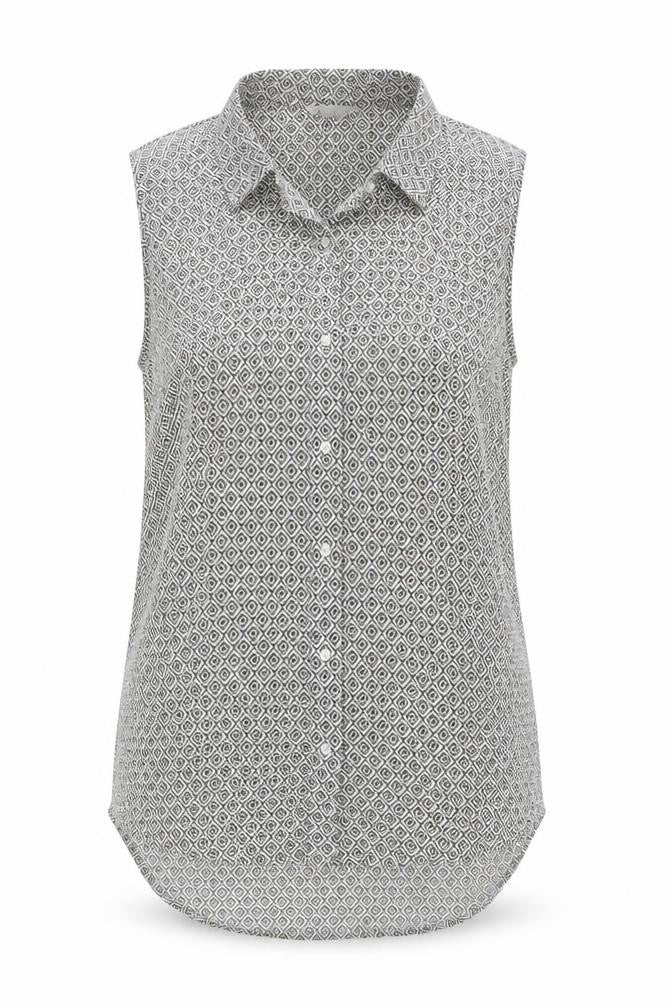 H&M Womens Multicoloured Geometric Polyester Basic Button-Up Size 8 Collared