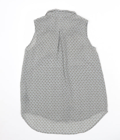 H&M Womens Multicoloured Geometric Polyester Basic Button-Up Size 8 Collared