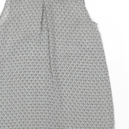 H&M Womens Multicoloured Geometric Polyester Basic Button-Up Size 8 Collared