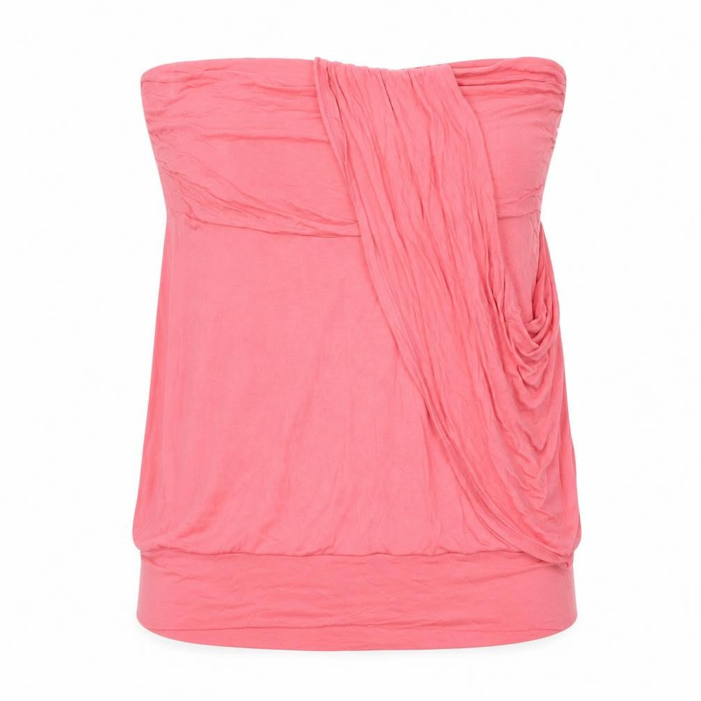 Warehouse Womens Pink Viscose Basic Blouse Size 16 Square Neck - Draped Detail Strapless