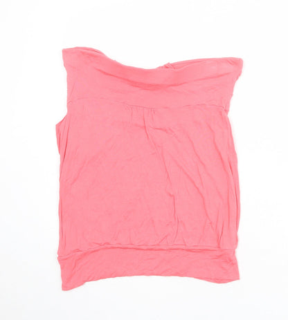 Warehouse Womens Pink Viscose Basic Blouse Size 16 Square Neck - Draped Detail Strapless