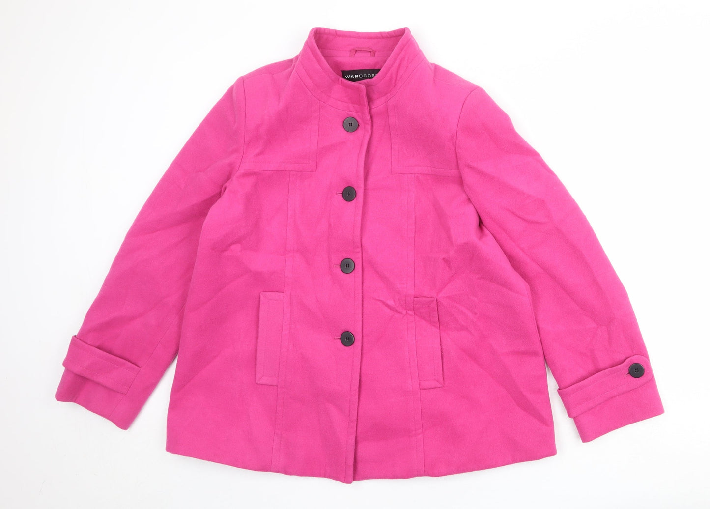 Wardrobe Womens Pink Pea Coat Coat Size 14 Button