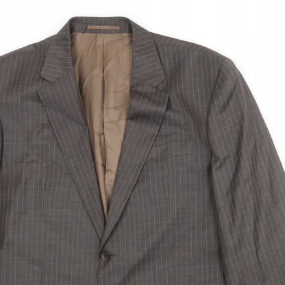 Next Mens Brown Striped Wool Jacket Suit Jacket Size 44 Regular