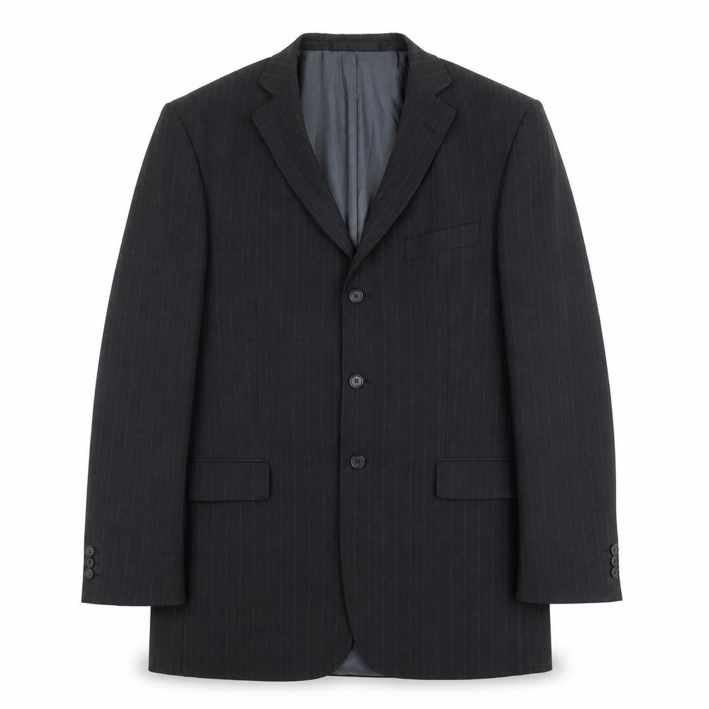 Marks & Spencer Mens Grey Striped Polyester Jacket Suit Jacket Size 42 Regular