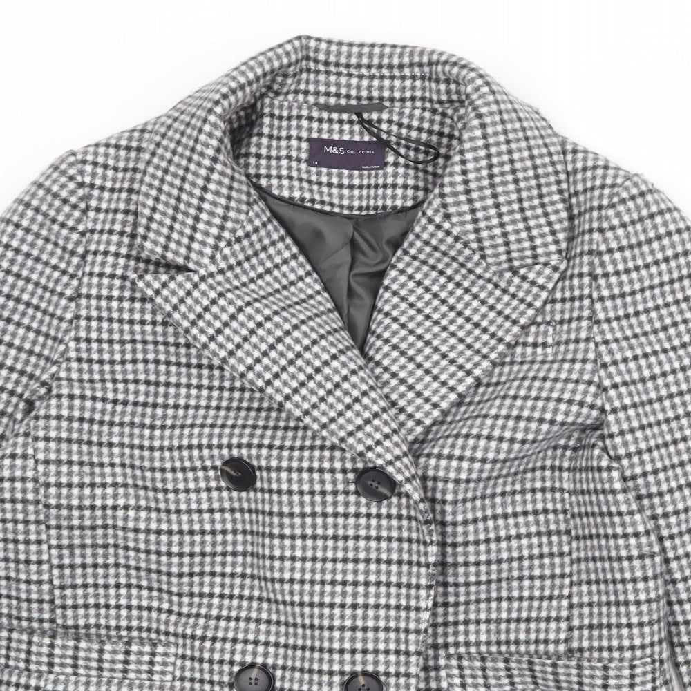 Marks and Spencer Womens Grey Geometric Jacket Blazer Size 14 Button