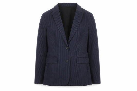 Marks & Spencer Womens Blue Pinstripe Polyester Jacket Suit Jacket Size 14