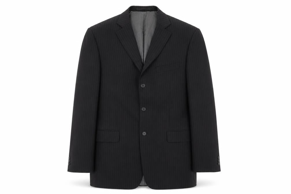 Marks & Spencer Mens Black Striped Polyester Jacket Suit Jacket Size 42 Regular