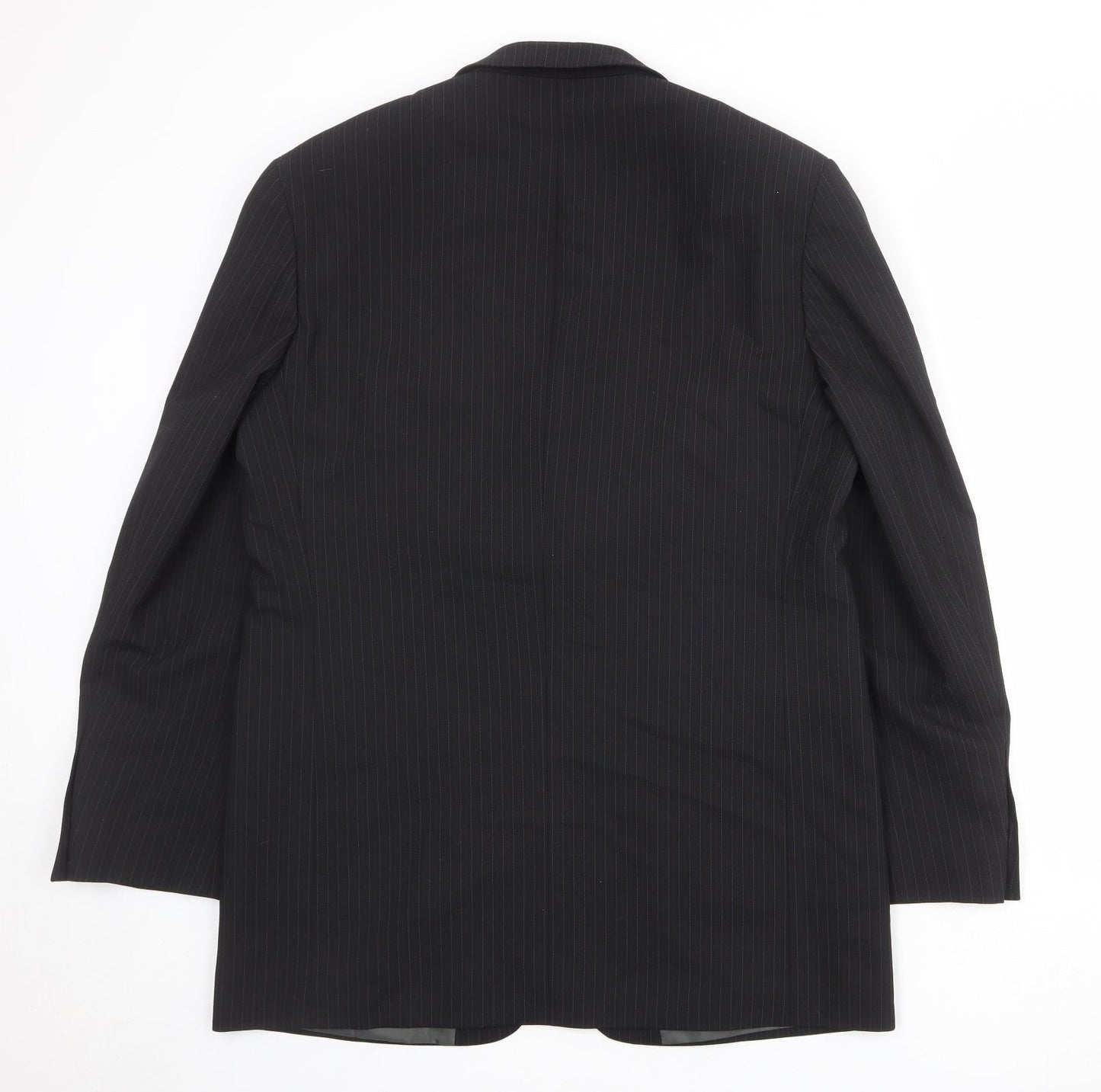 Marks and Spencer Mens Black Striped Polyester Jacket Suit Jacket Size 42 Regular