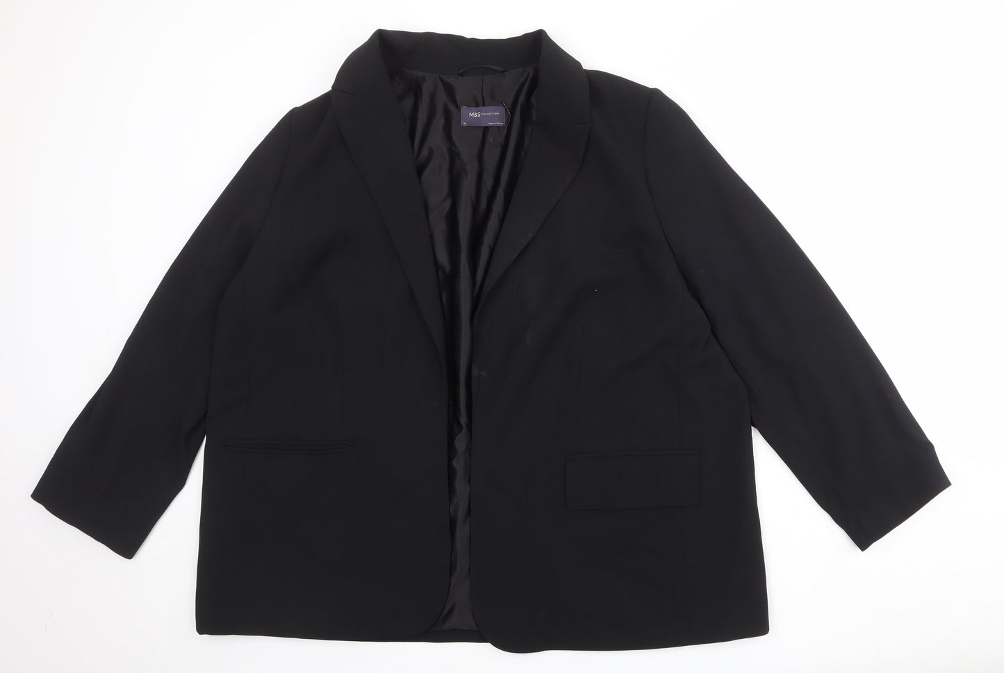 Marks and Spencer Womens Black Polyester Jacket Blazer Size 20 - Open Style