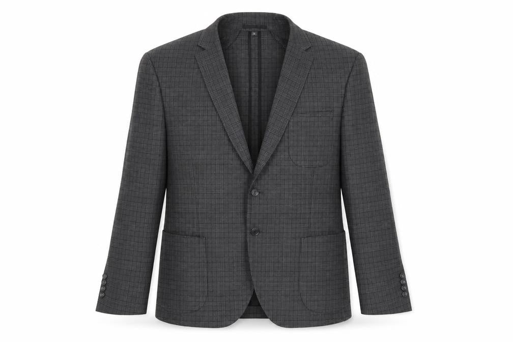 Marks & Spencer Mens Grey Plaid Polyester Jacket Suit Jacket Size 46 Regular