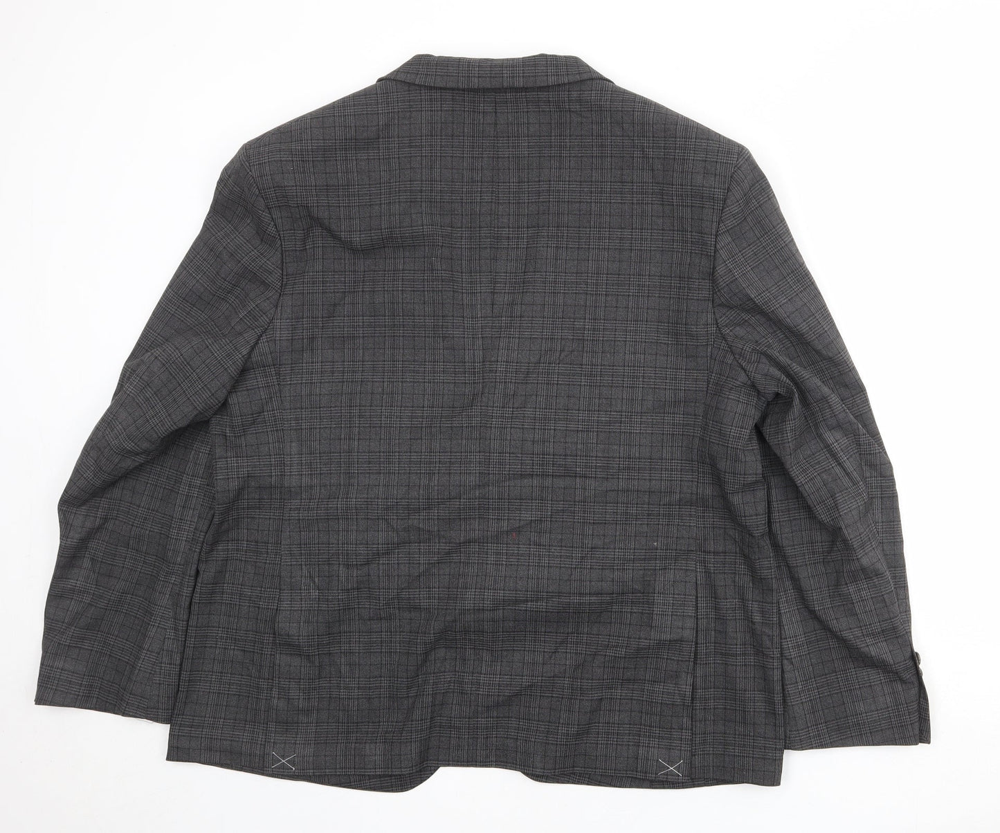 Marks and Spencer Mens Grey Plaid Polyester Jacket Suit Jacket Size 46 Regular