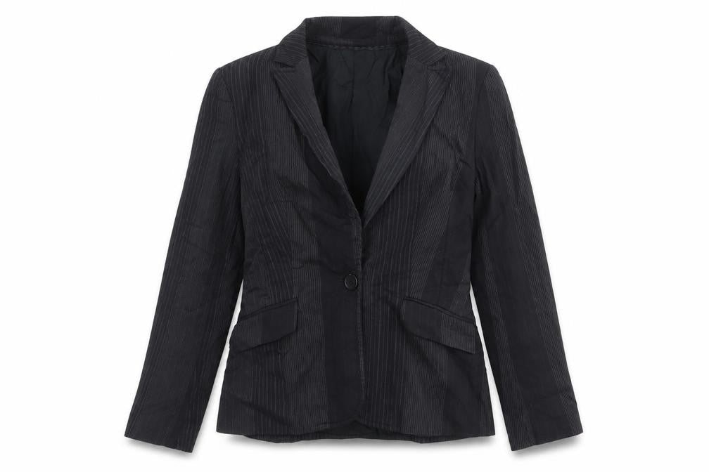 Oasis Womens Black Striped Polyester Jacket Blazer Size 12