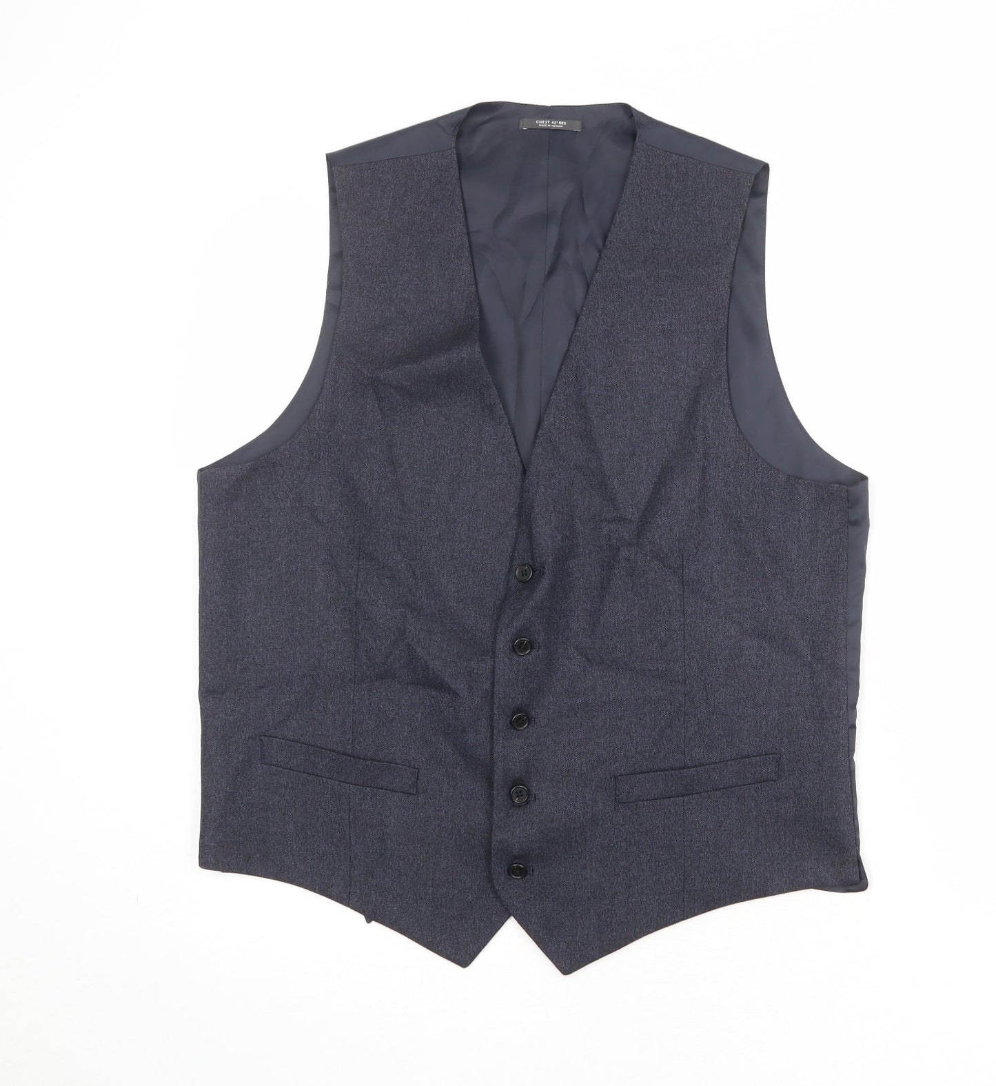 Marks and Spencer Mens Blue Polyester Jacket Suit Waistcoat Size 42 Regular